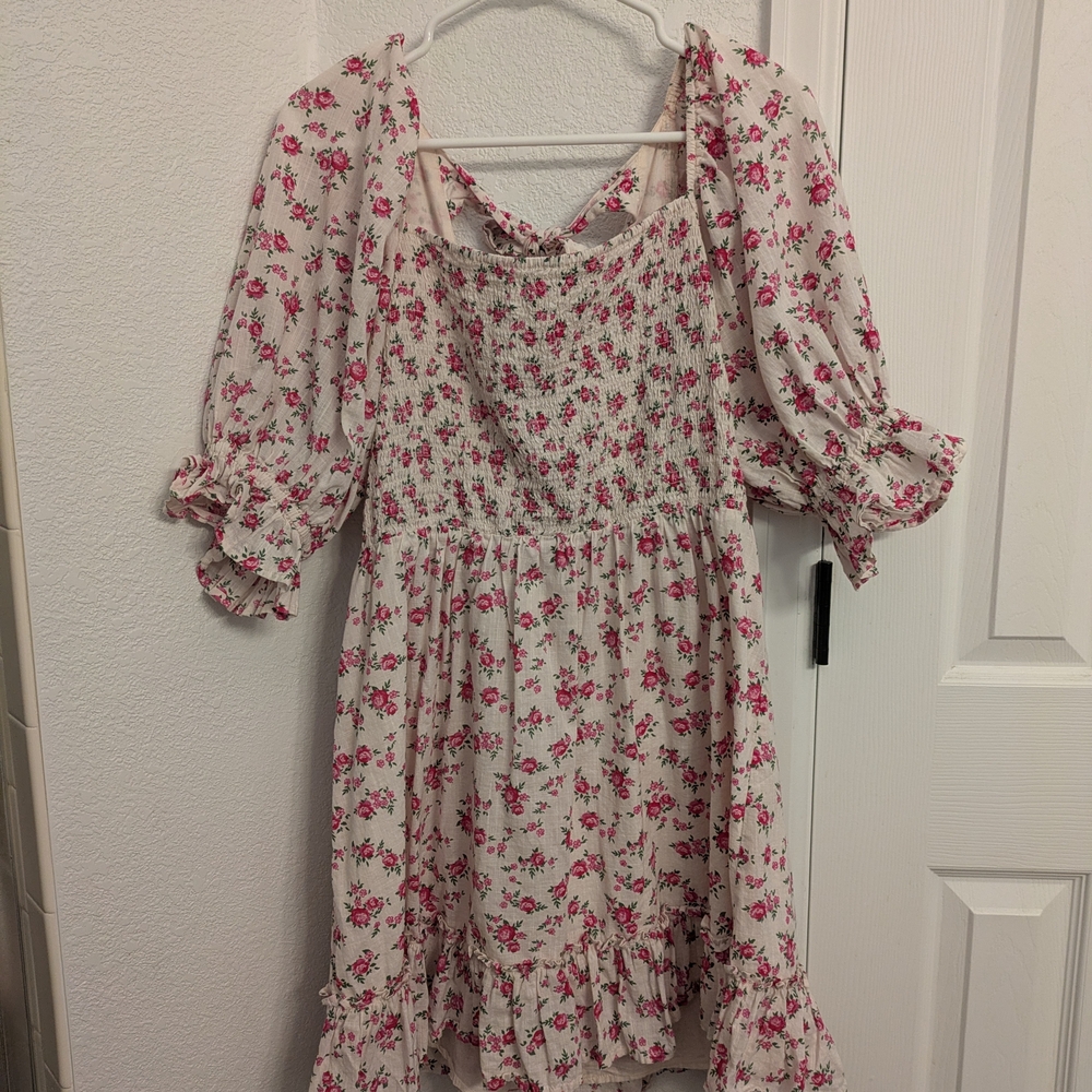 Floral Smocked Dress with Ruffle Hem